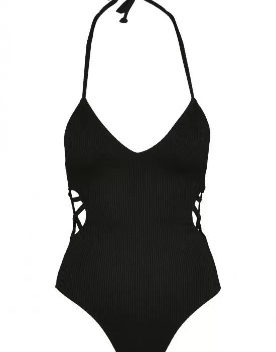 Цял бански в черно Urban Classics Ladies Rib Swimsuit, Бански - Hoodstyle.bg