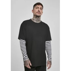 Мъжка  тениска в черно Urban Classics Oversized Double Layer Striped LS Tee 