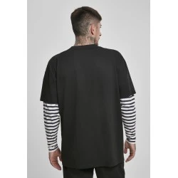 Мъжка  тениска в черно Urban Classics Oversized Double Layer Striped LS Tee 