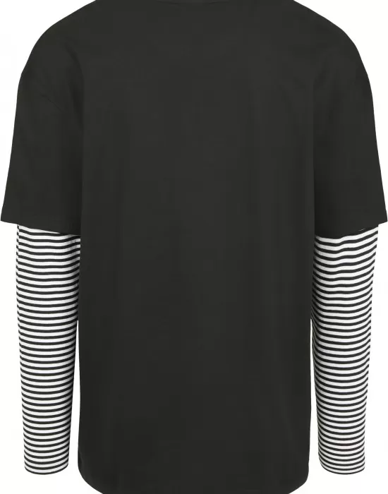 Мъжка  тениска в черно Urban Classics Oversized Double Layer Striped LS Tee, Тениски - Hoodstyle.bg