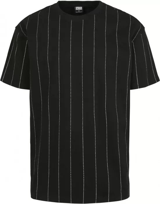 Мъжка черна тениска Urban Classics Oversized Pinstripe, Тениски - Hoodstyle.bg