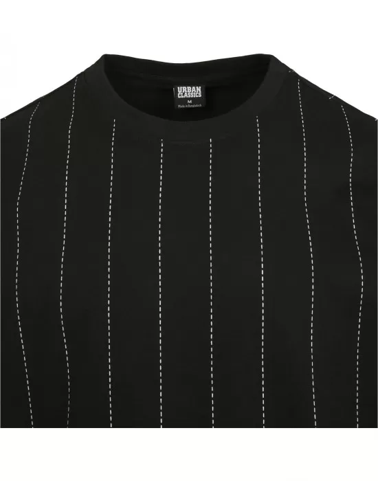 Мъжка черна тениска Urban Classics Oversized Pinstripe, Тениски - Hoodstyle.bg
