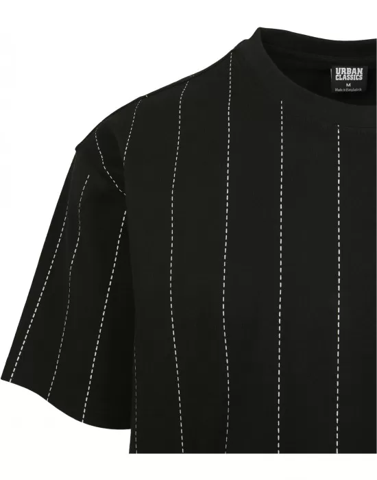 Мъжка черна тениска Urban Classics Oversized Pinstripe, Тениски - Hoodstyle.bg