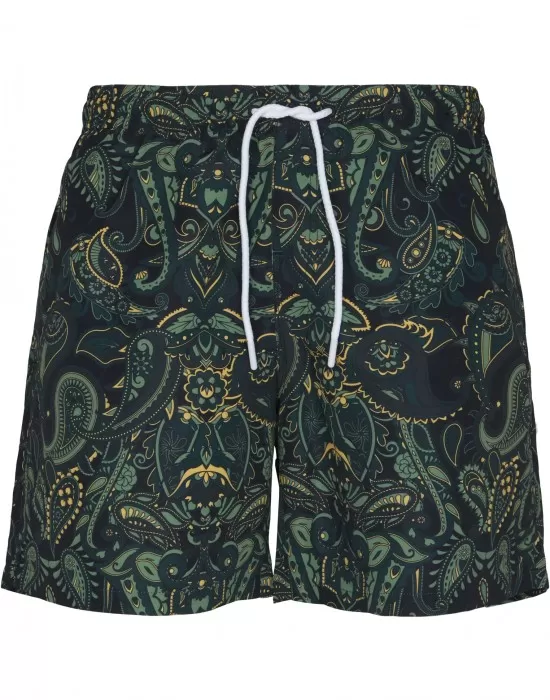 Мъжки бански в зелено Urban Classics Paisley, Къси панталони - Hoodstyle.bg