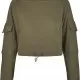 Дамски суичър в цвят маслина Urban Classics Ladies Short Worker Hoody, Суичъри - Hoodstyle.bg