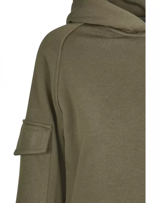 Дамски суичър в цвят маслина Urban Classics Ladies Short Worker Hoody, Суичъри - Hoodstyle.bg