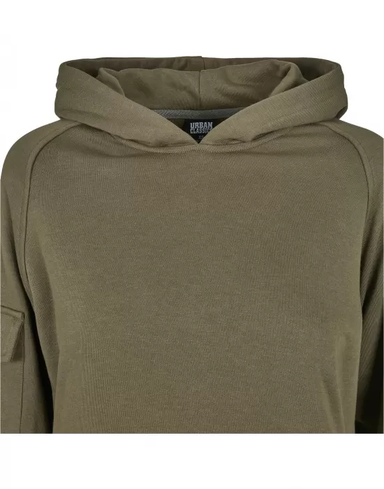 Дамски суичър в цвят маслина Urban Classics Ladies Short Worker Hoody, Суичъри - Hoodstyle.bg