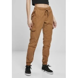 Дамски панталон в бежово от Urban Classics Ladies High Waist Cargo Jogging 