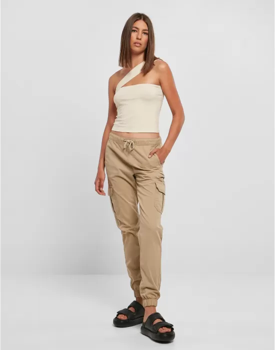 Дамски карго панталон в бежов цвят Urban Classics Ladies Cargo Pants, Панталони - Hoodstyle.bg