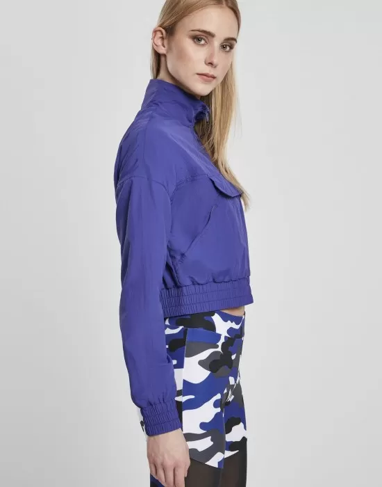 Дамско яке в лилав цвят Urban Classics Ladies Cropped Crinkle Nylon Pull Over, Якета - Hoodstyle.bg