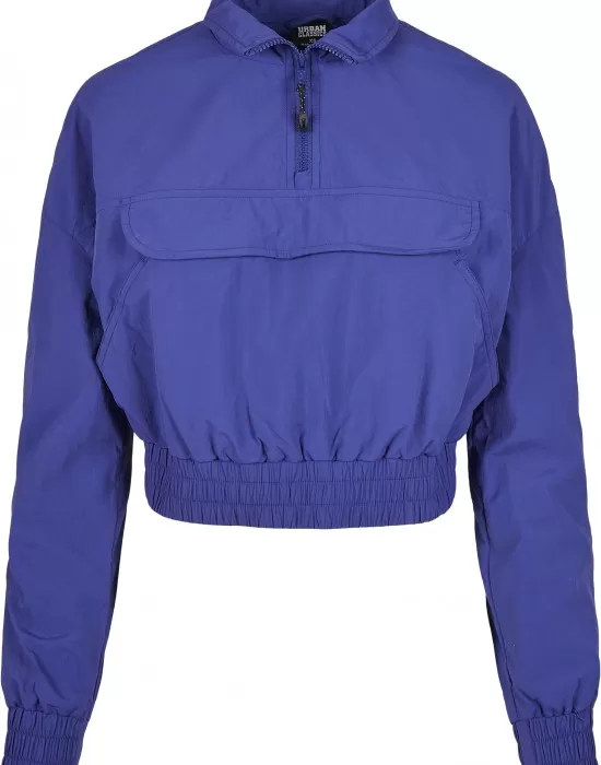 Дамско яке в лилав цвят Urban Classics Ladies Cropped Crinkle Nylon Pull Over, Якета - Hoodstyle.bg