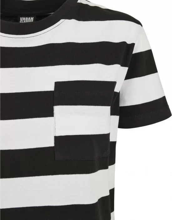 Дамска рокля в черно и бяло Urban Classics Ladies Stripe Boxy Tee Dress, Рокли - Hoodstyle.bg