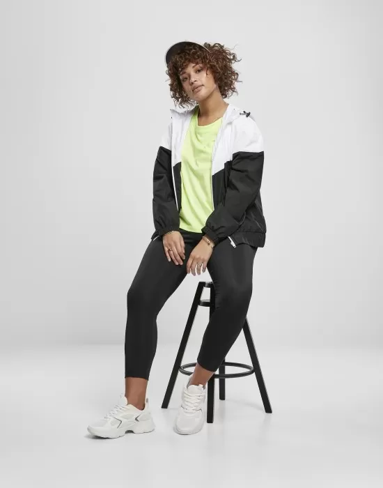 Дамска ветровка в цветен десен, Ladies Windbreaker white/black, Якета - Hoodstyle.bg