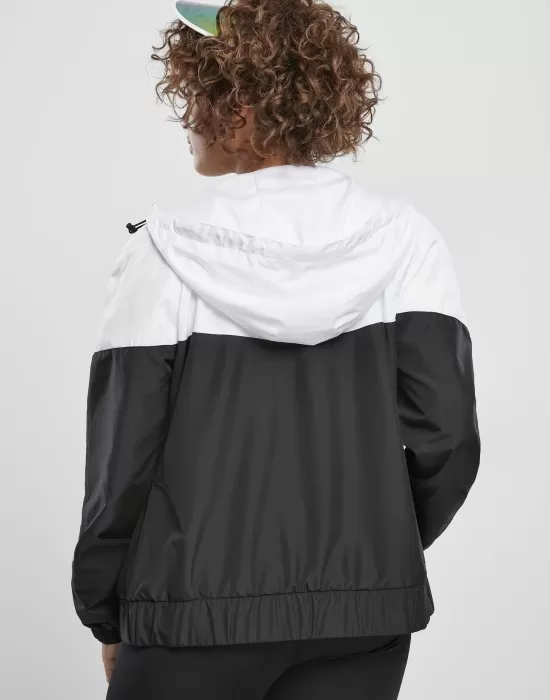 Дамска ветровка в цветен десен, Ladies Windbreaker white/black, Якета - Hoodstyle.bg