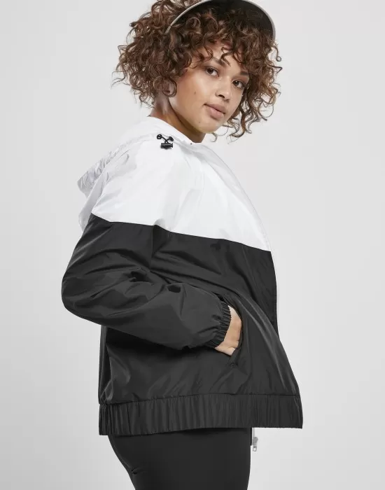 Дамска ветровка в цветен десен, Ladies Windbreaker white/black, Якета - Hoodstyle.bg