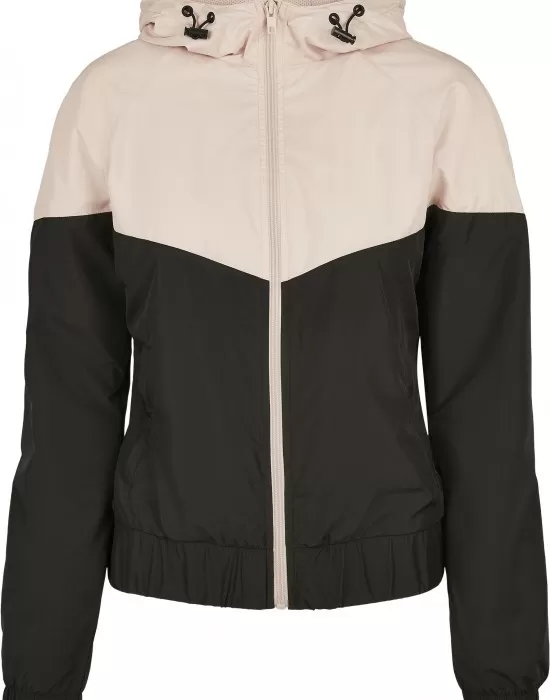 Дамска ветровка в розово и черно Urban Classics Ladies Arrow Windbreaker lightpink/black, Якета - Hoodstyle.bg