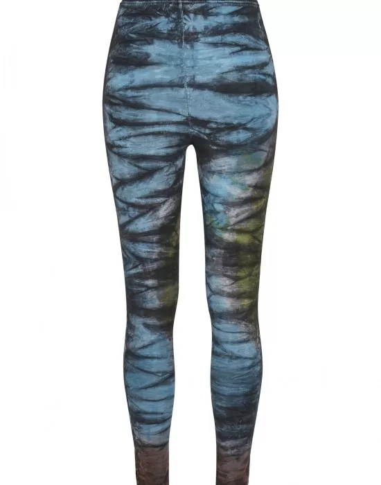 Дамски клин в черно и синьо Urban Classics Ladies Cotton Tie Dye High Waist Leggings, Клинове - Hoodstyle.bg