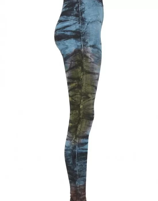 Дамски клин в черно и синьо Urban Classics Ladies Cotton Tie Dye High Waist Leggings, Клинове - Hoodstyle.bg