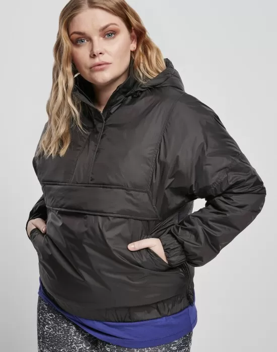 Дамско яке в черен цвят Ladies Panel Padded Pull Over Jacket, Якета - Hoodstyle.bg
