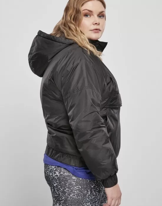 Дамско яке в черен цвят Ladies Panel Padded Pull Over Jacket, Якета - Hoodstyle.bg