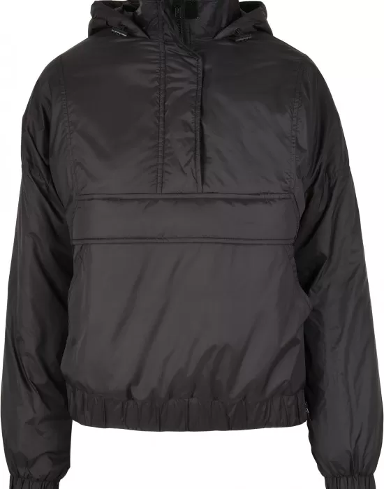 Дамско яке в черен цвят Ladies Panel Padded Pull Over Jacket, Якета - Hoodstyle.bg
