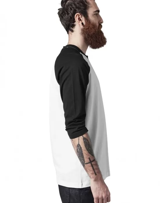 Мъжка блуза с 3/4 ръкави Urban Classics wht/blk, Блузи - Hoodstyle.bg