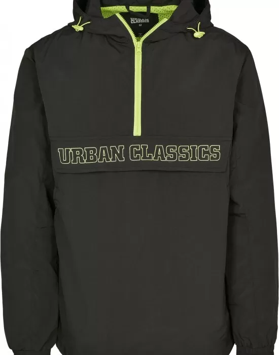 Contrast Pull Over Jacket black/electriclime XXL