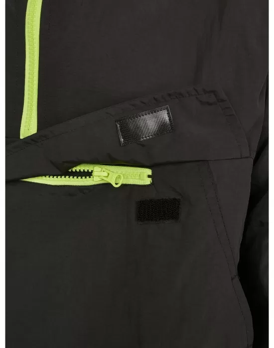 Contrast Pull Over Jacket black/electriclime XXL