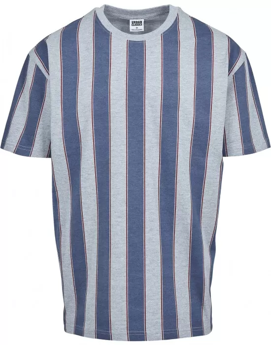 Мъжка тениска на райета в сиво и синьо Urban Classics  Bold Stripe, Тениски - Hoodstyle.bg
