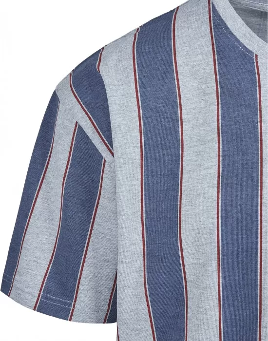 Мъжка тениска на райета в сиво и синьо Urban Classics  Bold Stripe, Тениски - Hoodstyle.bg