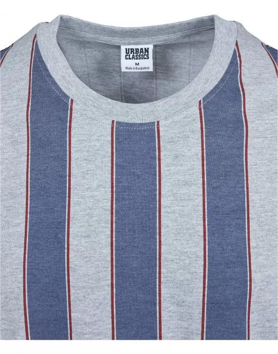 Мъжка тениска на райета в сиво и синьо Urban Classics  Bold Stripe, Тениски - Hoodstyle.bg