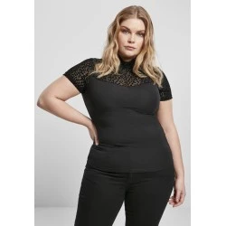 Дамска тениска в черно Urban Classics Ladies Flock Lace Turtleneck 