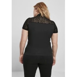 Дамска тениска в черно Urban Classics Ladies Flock Lace Turtleneck 