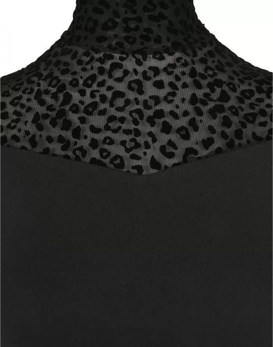 Дамска тениска в черно Urban Classics Ladies Flock Lace Turtleneck, Тениски - Hoodstyle.bg