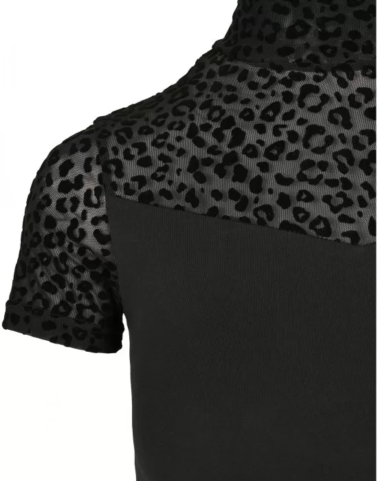 Дамска тениска в черно Urban Classics Ladies Flock Lace Turtleneck, Тениски - Hoodstyle.bg