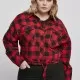 Дамска карирана риза в червено и черно Urban Classics Ladies Short Oversized Check, Блузи - Hoodstyle.bg