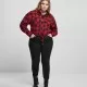 Дамска карирана риза в червено и черно Urban Classics Ladies Short Oversized Check, Блузи - Hoodstyle.bg