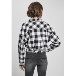 Дамска карирана риза в черно и бяло Urban Classics Ladies Short Oversized Check 