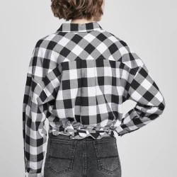 Дамска карирана риза в черно и бяло Urban Classics Ladies Short Oversized Check 