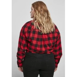 Дамска карирана риза в червено и черно Urban Classics Ladies Short Oversized Check 