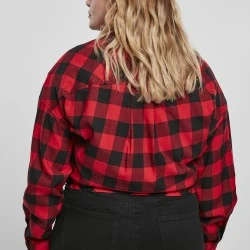Дамска карирана риза в червено и черно Urban Classics Ladies Short Oversized Check 
