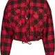 Дамска карирана риза в червено и черно Urban Classics Ladies Short Oversized Check, Блузи - Hoodstyle.bg