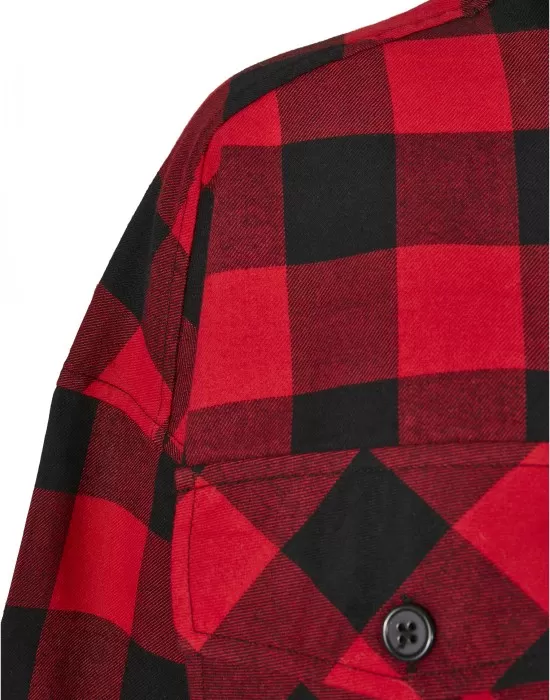 Дамска карирана риза в червено и черно Urban Classics Ladies Short Oversized Check, Блузи - Hoodstyle.bg