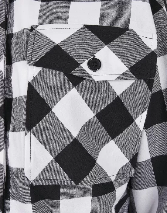 Дамска карирана риза в черно и бяло Urban Classics Ladies Short Oversized Check, Блузи - Hoodstyle.bg