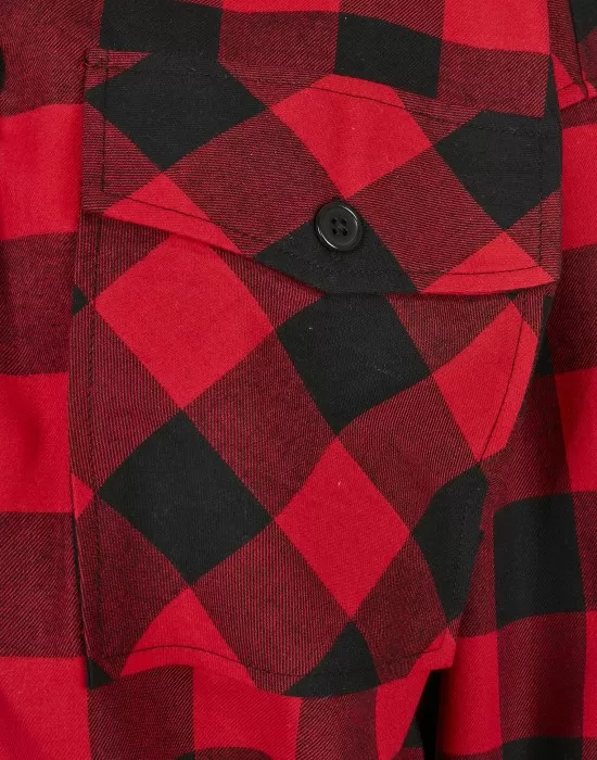 Дамска карирана риза в червено и черно Urban Classics Ladies Short Oversized Check, Блузи - Hoodstyle.bg