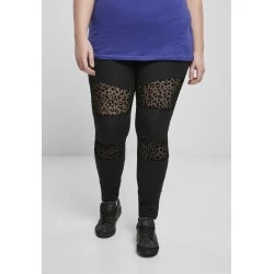 Дамски черен клин Ladies Flock Lace Inset Leggings