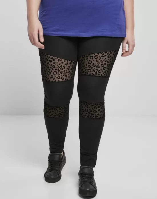 Дамски черен клин Ladies Flock Lace Inset Leggings, Клинове - Hoodstyle.bg
