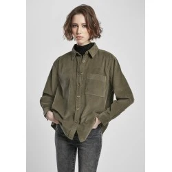 Дамска рипсена риза в цвят маслина Urban Classics Ladies Corduroy Oversized