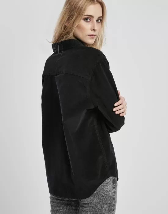 Дамска рипсена риза в черен цвят Urban Classics Ladies Corduroy Oversized, Блузи - Hoodstyle.bg