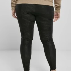 Дамски черен панталон Ladies Washed Faux Leather Pants